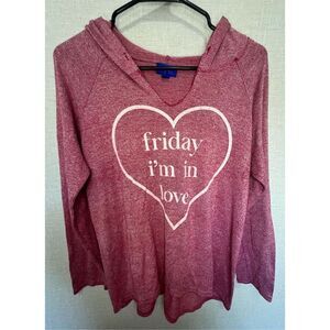 City Streets Lightweight Pink High/Low Hoodie With Heart Graphic